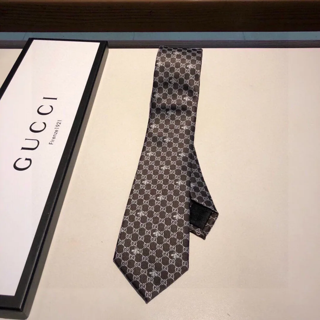Gucci GG Bees Silk Tie Black GG for Men