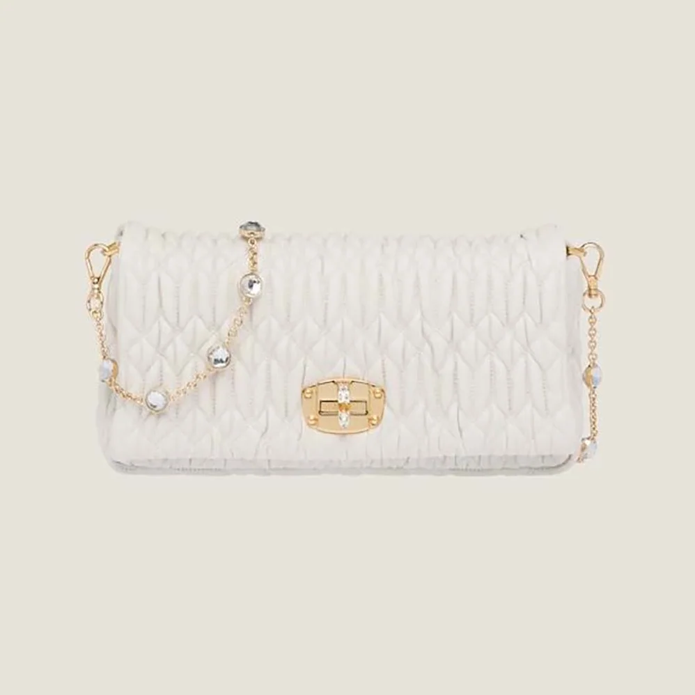 Miu Miu Crystal Cloqué Nappa Leather Bag for Women