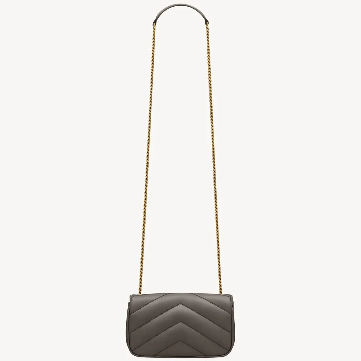 Saint Laurent Loulou Mini Shoulder Bag in Urban Grey Gold Hardware