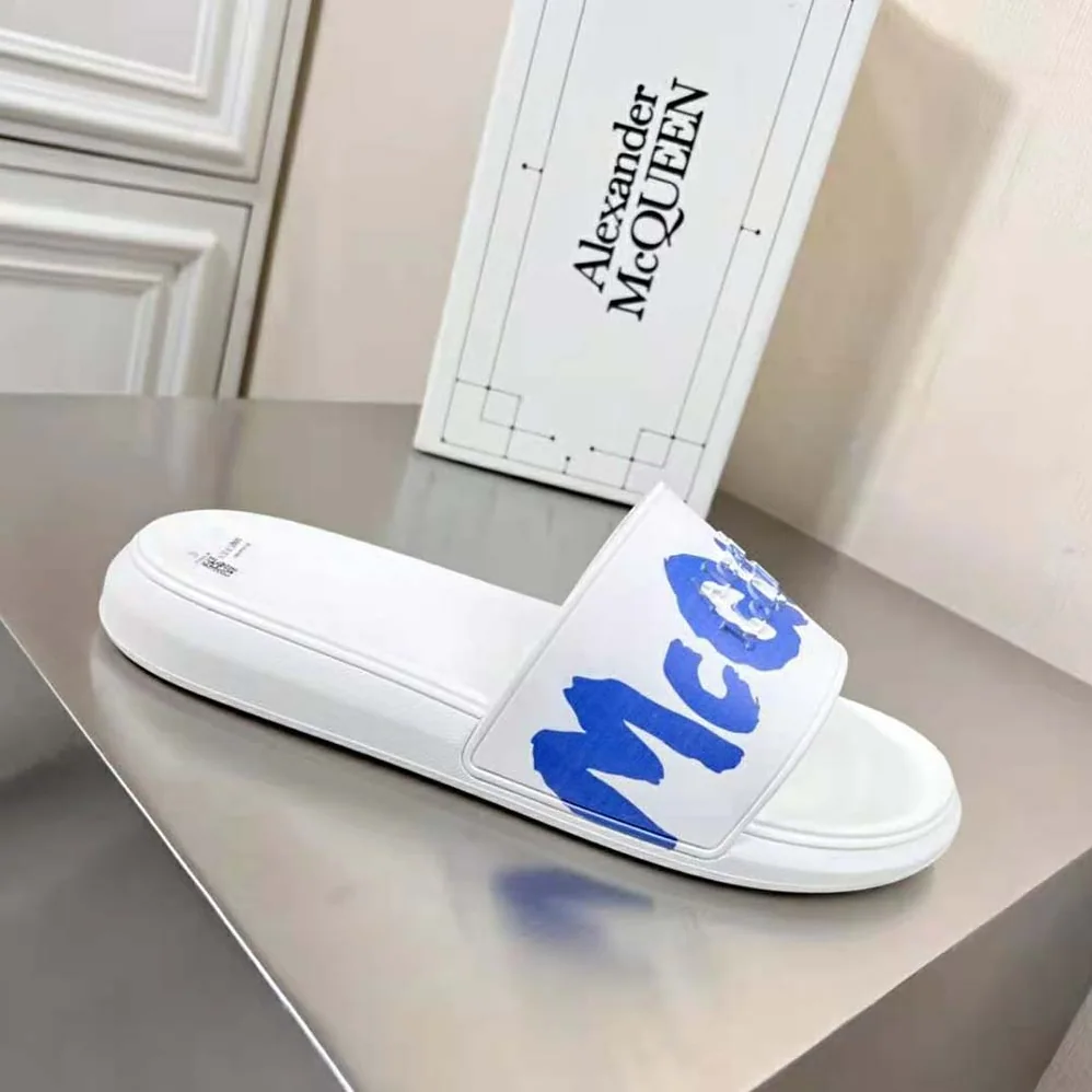 Alexander Mcqueen Mcqueen Graffiti Rubber Pool Slide in White for Unisex
