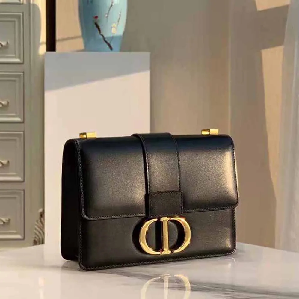 Dior 30 Montaigne Bag Des Vents Box Calfskin for Women in Black
