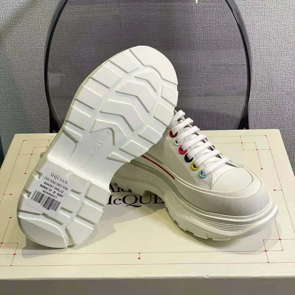 Alexander Mcqueen White Canvas Tread Slick Lace Up for Women Alexander Mcqueen White Canvas Tread Slick Lace Up for Women