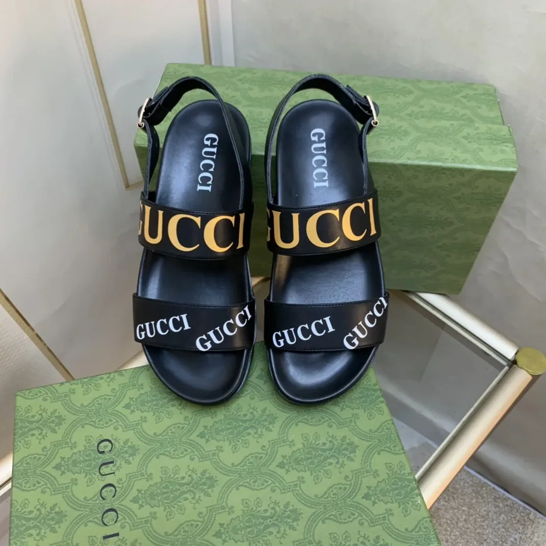 Gucci Tiger And Buckle Sandal Black for Women