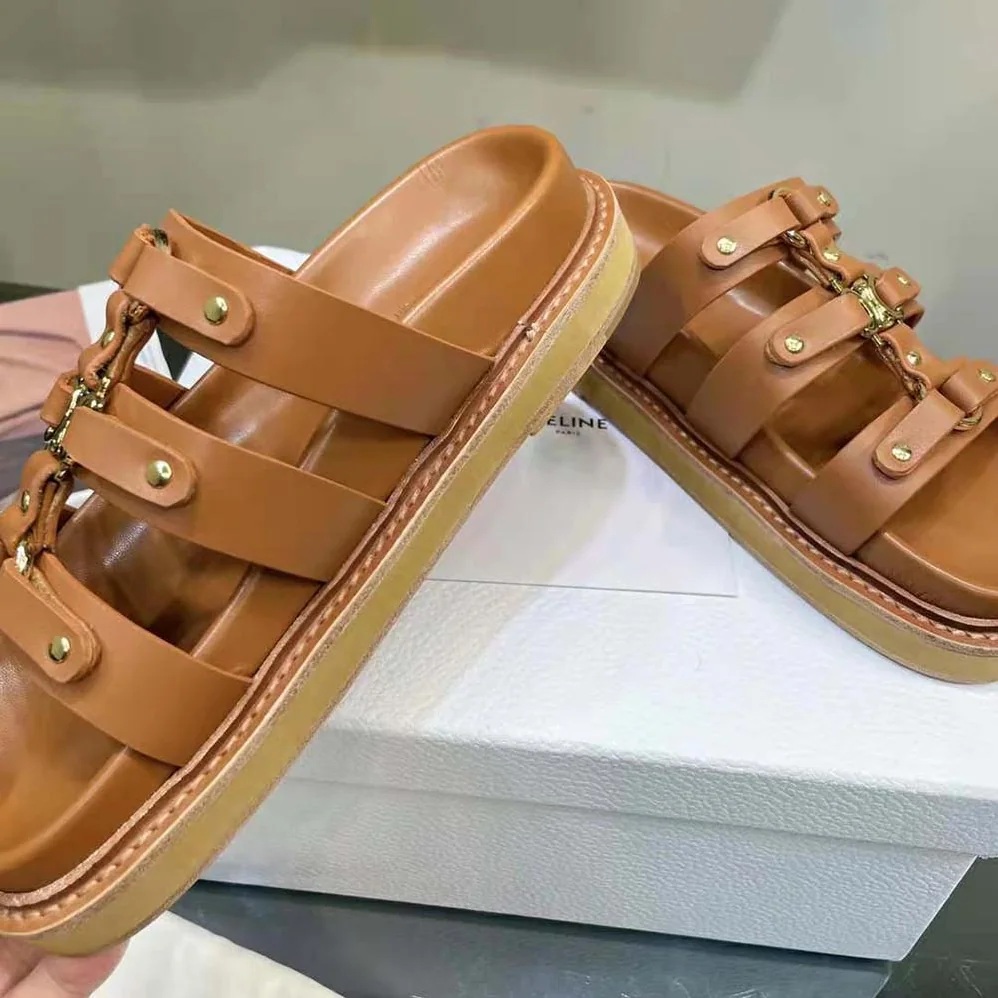 Celine Slides Tippi in Calfskin Vegetal Tanning for Women Celine Slides Tippi in Calfskin Vegetal Tanning for Women