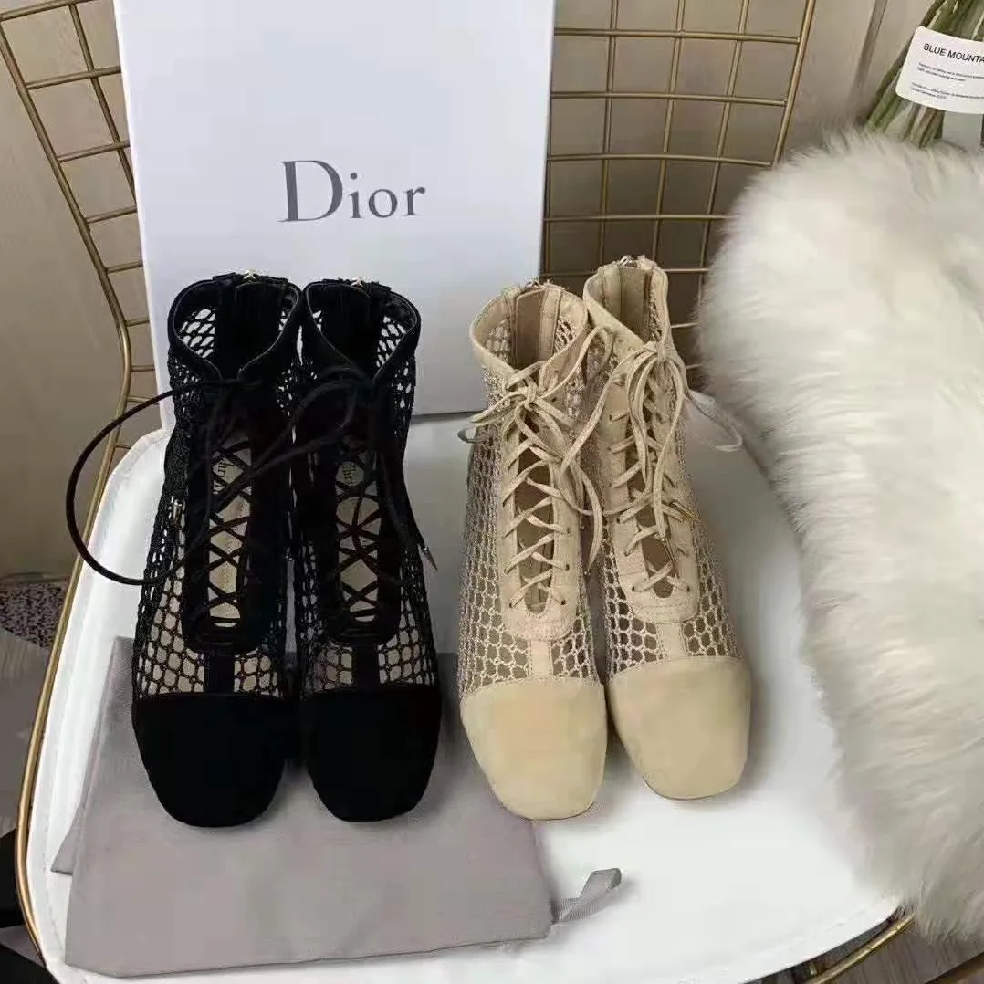 Dior Naughtily-D Mesh Ankle Boot in Suede Calfskin 3cm Heel for Women in Sandy Dior Naughtily-D Mesh Ankle Boot in Suede Calfskin 3cm Heel for Women in Sandy