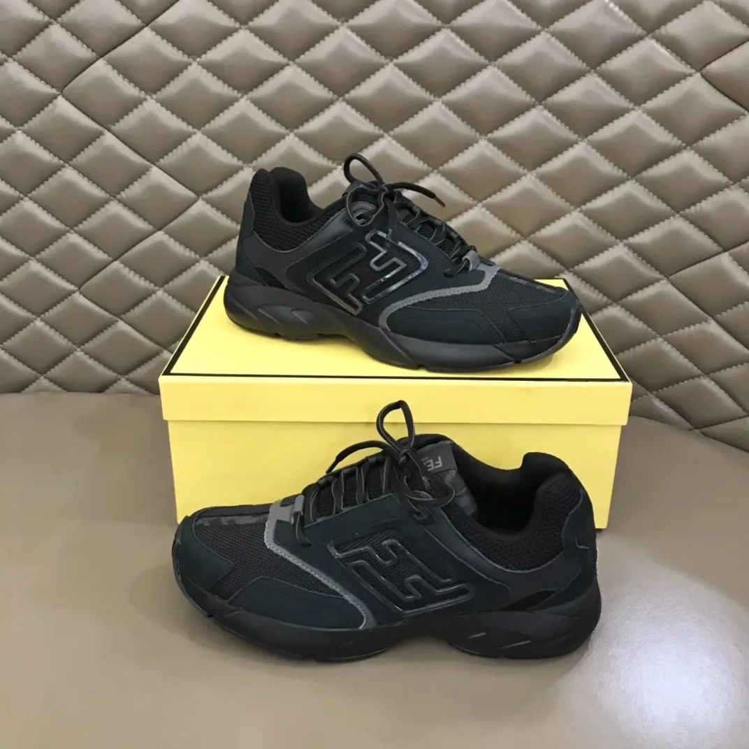FD Fendi Faster Trainers Sneakers Black 7E1555AKX6F1ICG