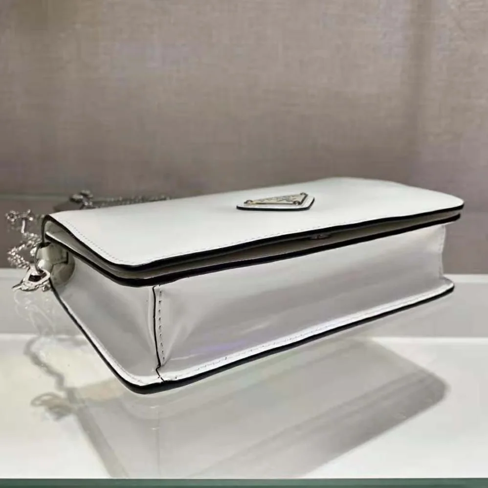 Prada Brushed Leather Shoulder Bag for Women in White