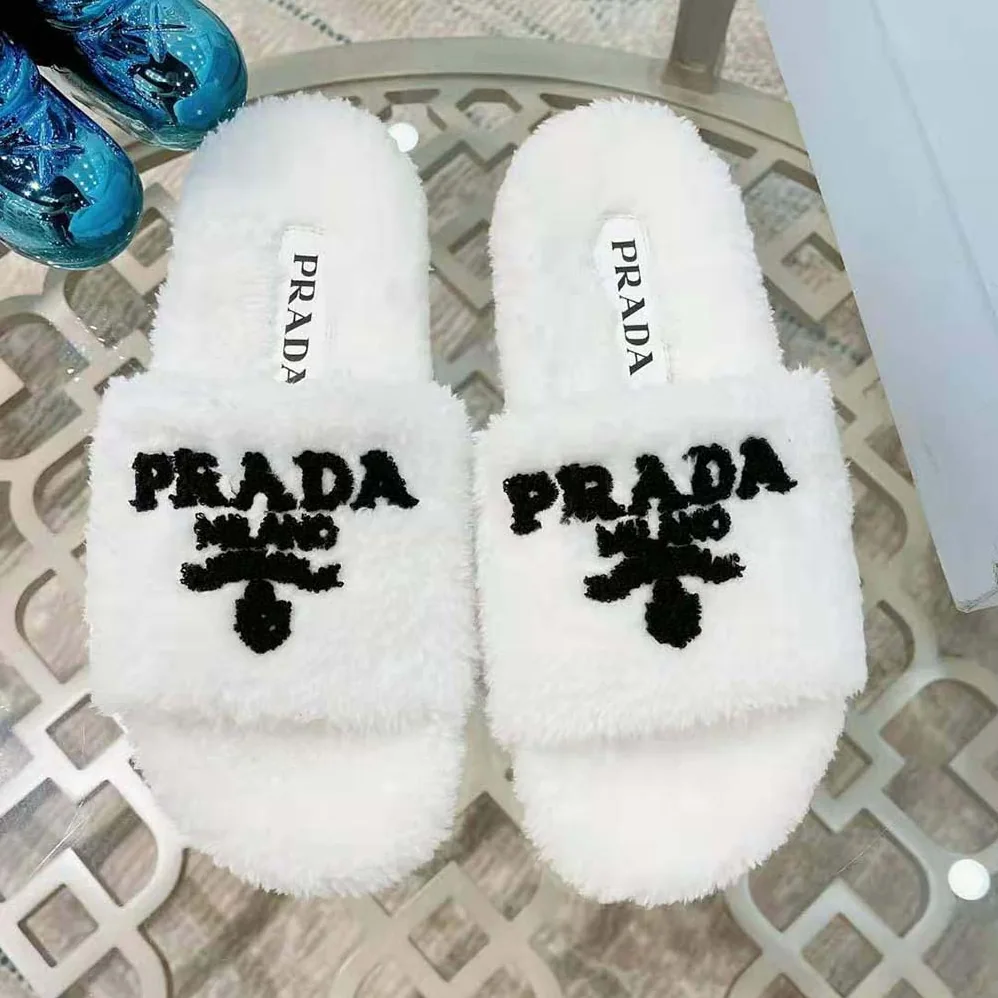 Prada Terry Cloth Slides for Women in White