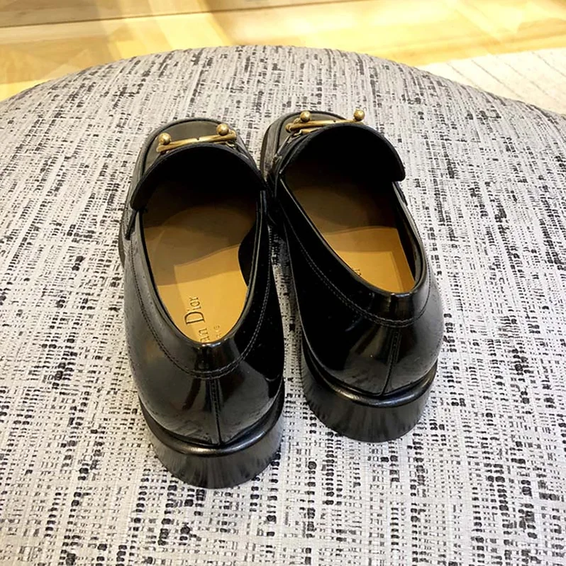 Dior “Diordirection” Loafer in Black Glazed Calfskin 20mm Heel for Women Dior “Diordirection” Loafer in Black Glazed Calfskin 20mm Heel for Women