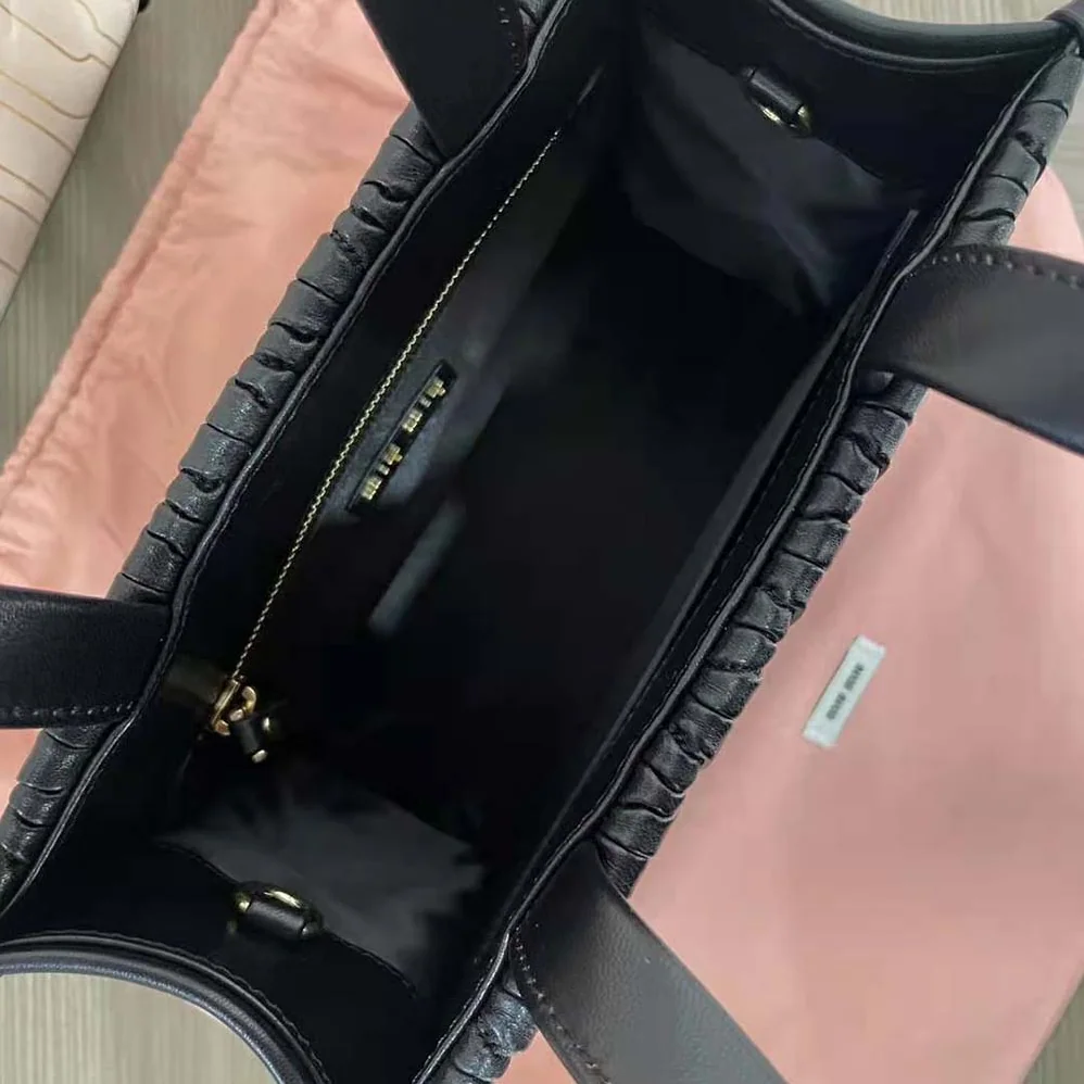 Miu Miu Matelassé Nappa Leather Tote for Women in Black