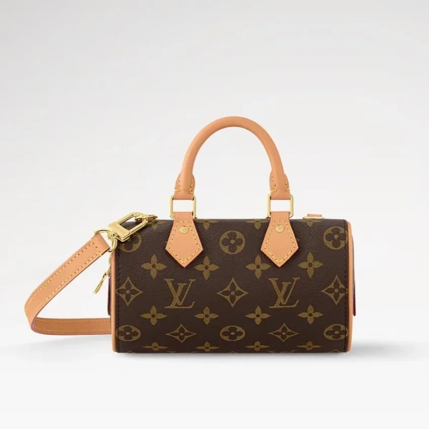 Louis Vuitton Nano Speedy Dating Top Handle Bag in Brown Gold Hardware