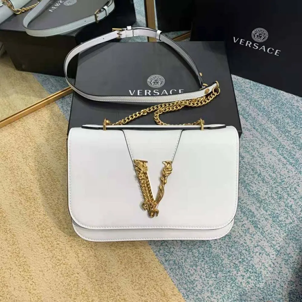 Versace Virtus Shoulder Bag for Women in White Versace Virtus Shoulder Bag for Women in White