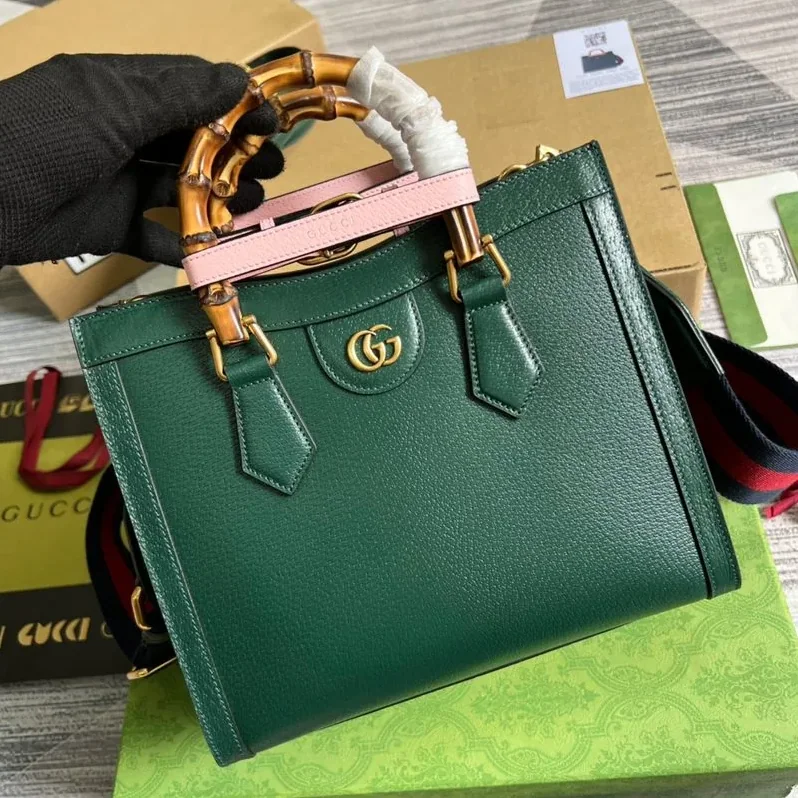Gucci Diana Medium Tote Bag in Green Gold Hardware Gucci Diana Medium Tote Bag in Green Gold Hardware