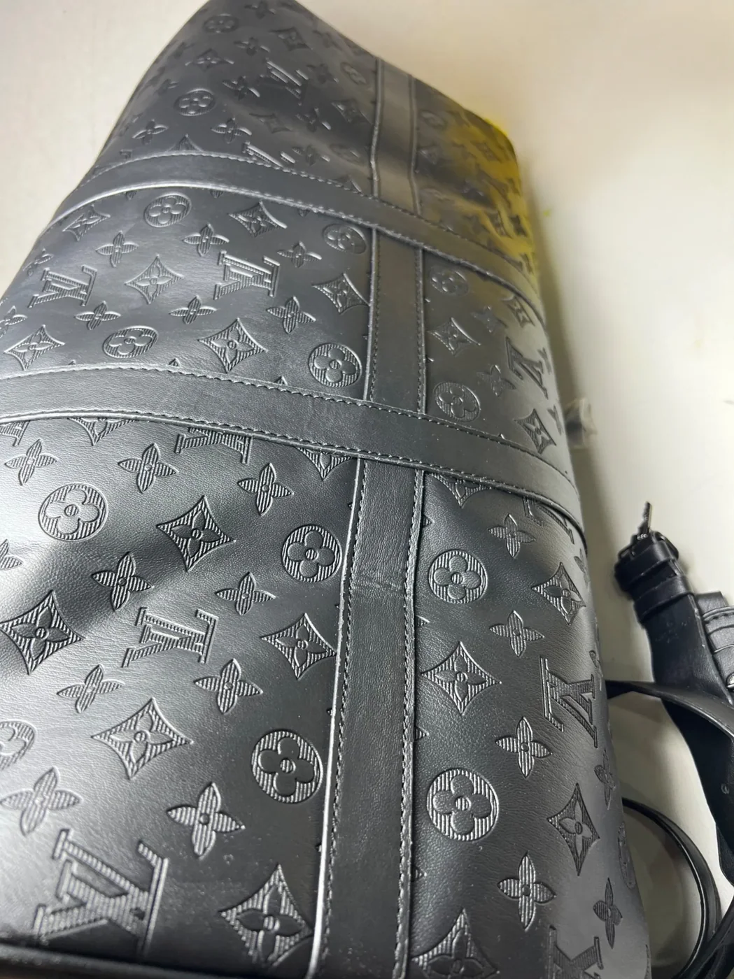 Louis Vuitton Keepall Bandouliere 50 Travel Bag in Black Matte Black Hardware Louis Vuitton Keepall Bandouliere 50 Travel Bag in Black Matte Black Hardware