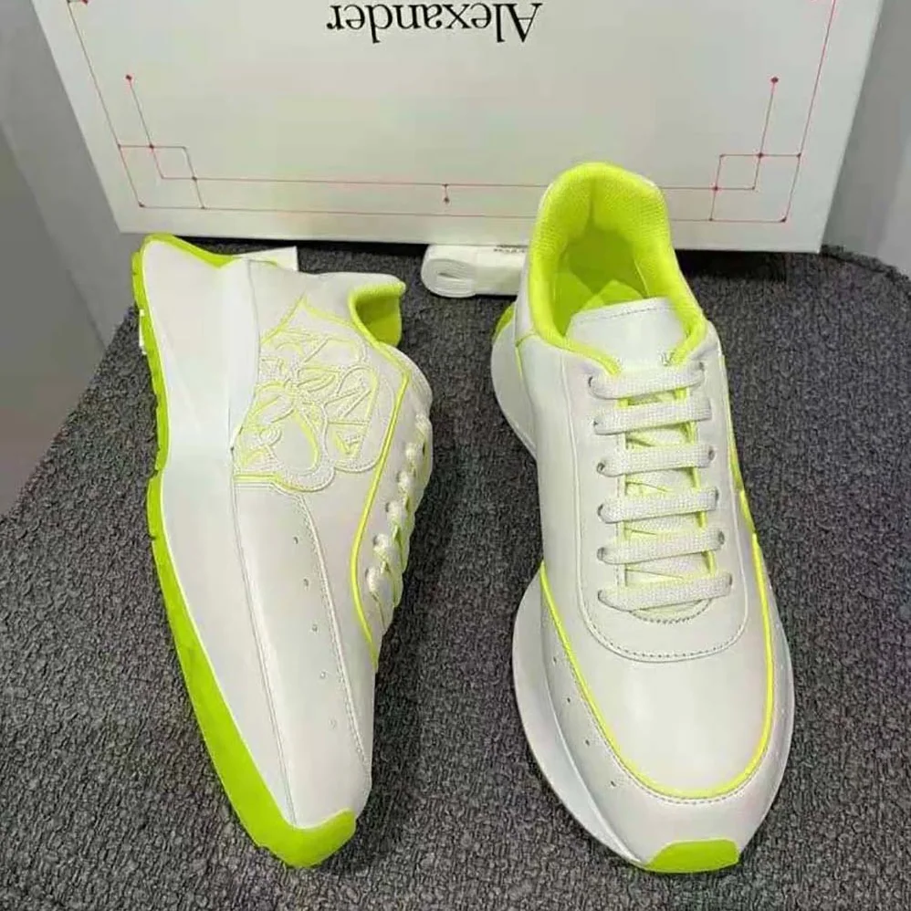 Alexander Mcqueen Sprint Runner in White for Women in Acid Yellow