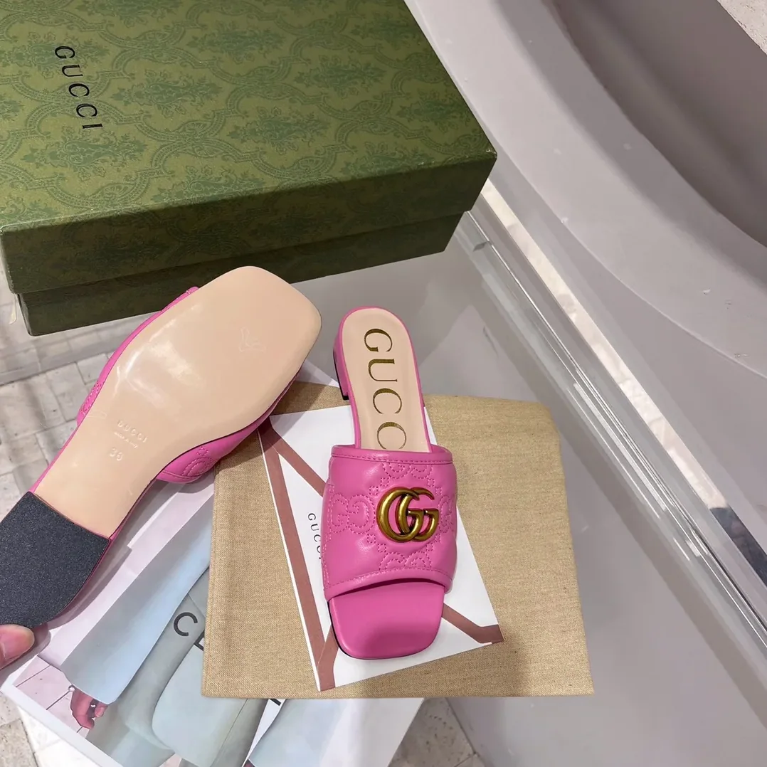 Gucci Slide Sandal With Double G Pink for Women