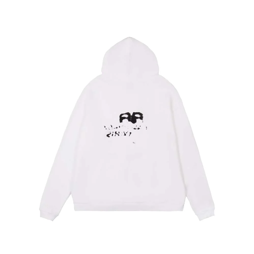 Balenciaga Hand Drawn BB Icon Hoodie Large Fit in White and Black for Women