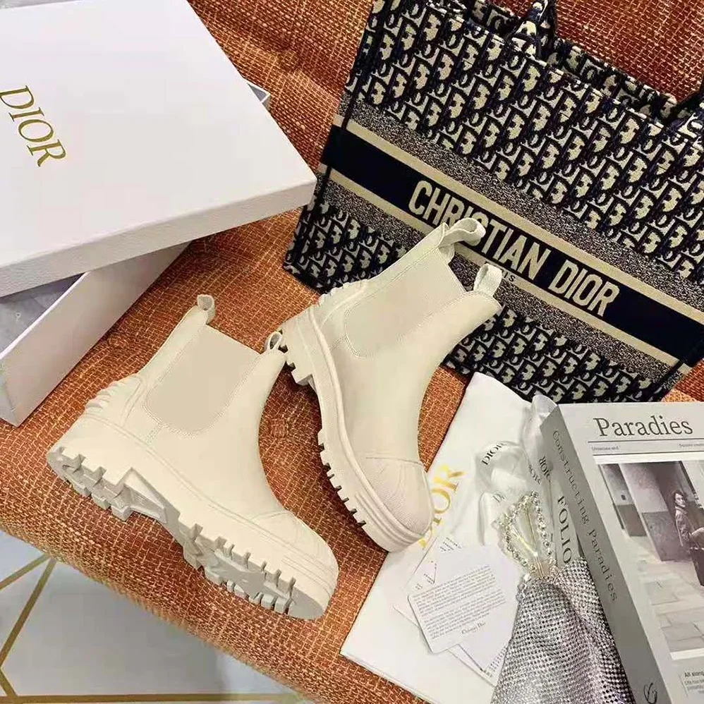 Dior Dioriron Ankle Boot Ecru Rubber and Calfskin for Women
