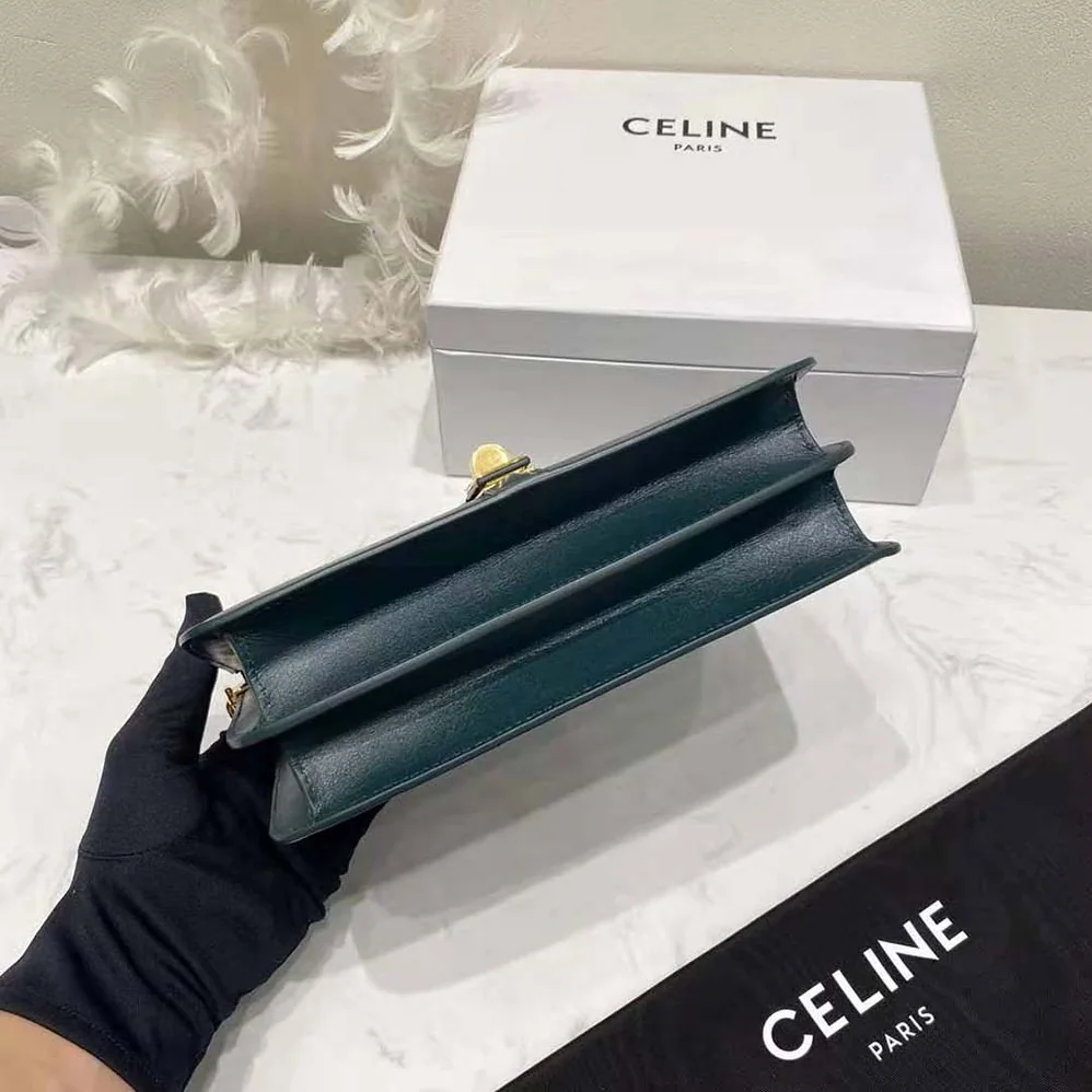 Celine Chain Bag 16 in Satinated Calfskin for Women in Green Celine Chain Bag 16 in Satinated Calfskin for Women in Green