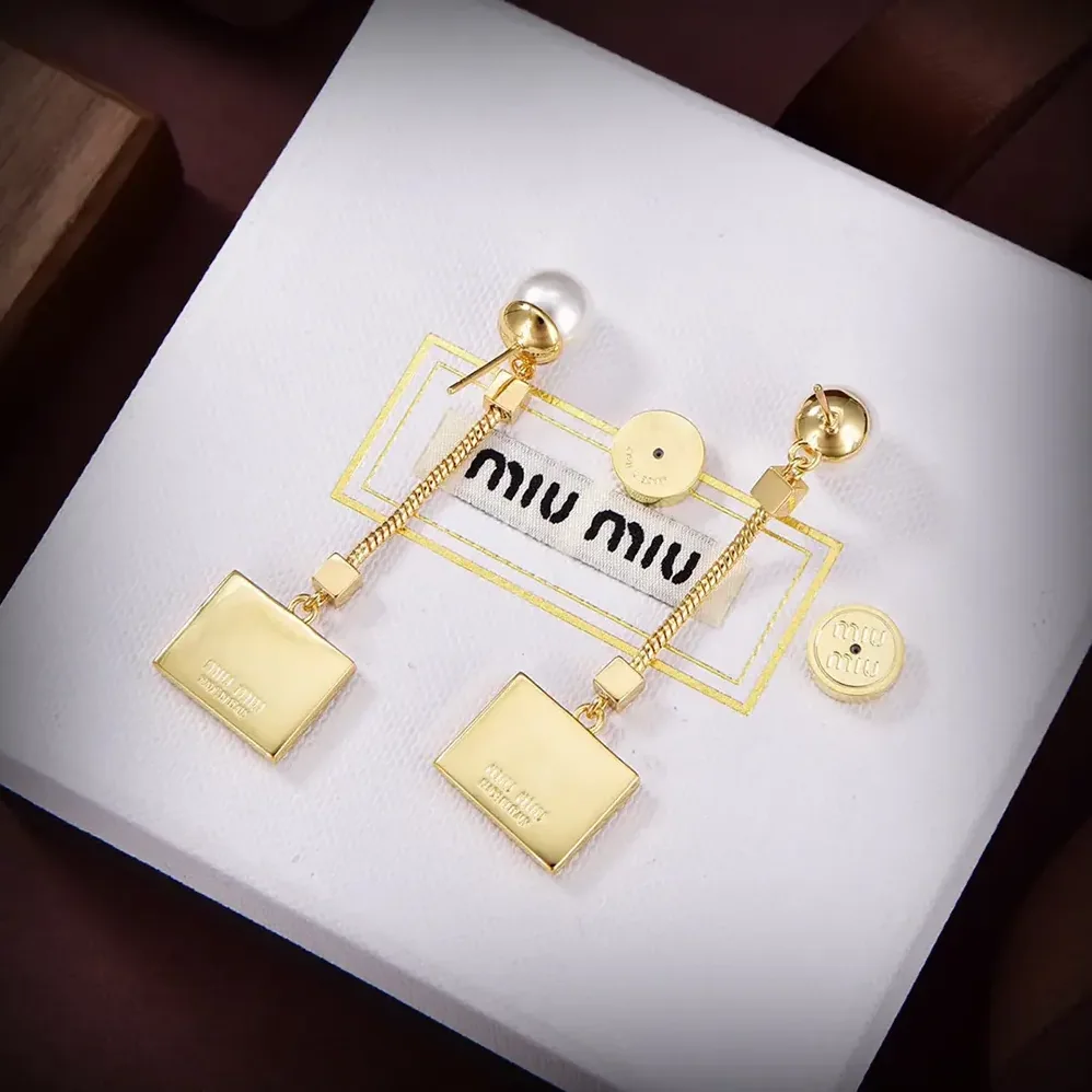 Miu Miu Metal Earrings with Artificial Pearls for Women