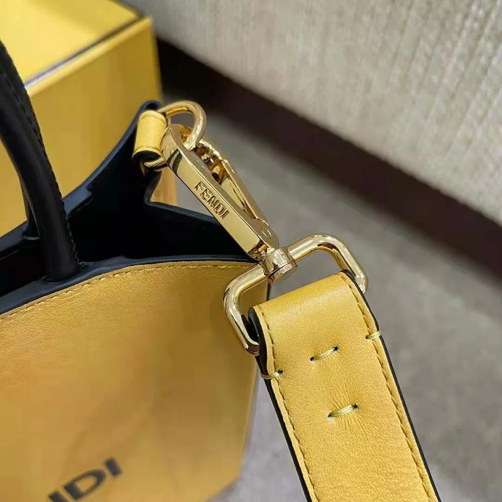 Fendi Fendi Pack Small Shopping Bag Yellow Leather Bag for Men