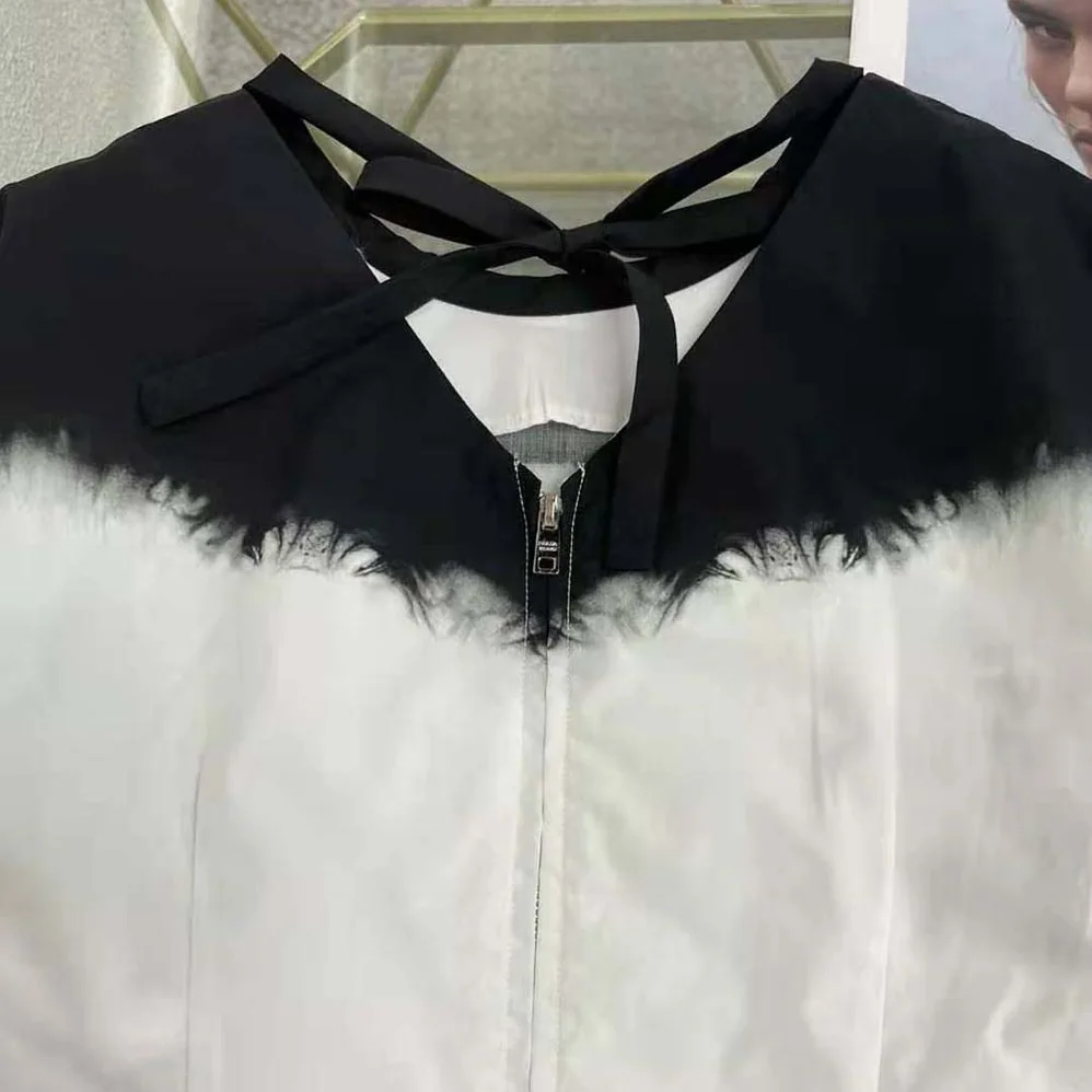 Prada Printed Poplin Crop Top for Women in White Prada Printed Poplin Crop Top for Women in White