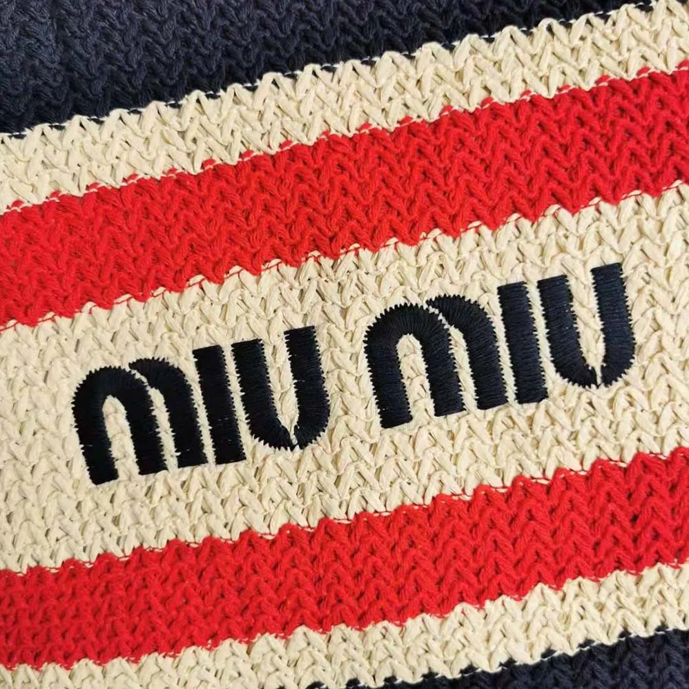 Miu Miu Woven Fabric Tote Bag for Women in Black Miu Miu Woven Fabric Tote Bag for Women in Black