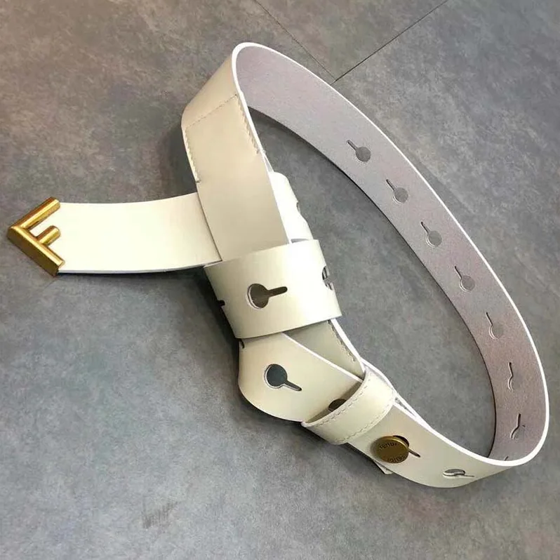 Fendi Long Tie Belt with F-Shaped Tip for Women in White