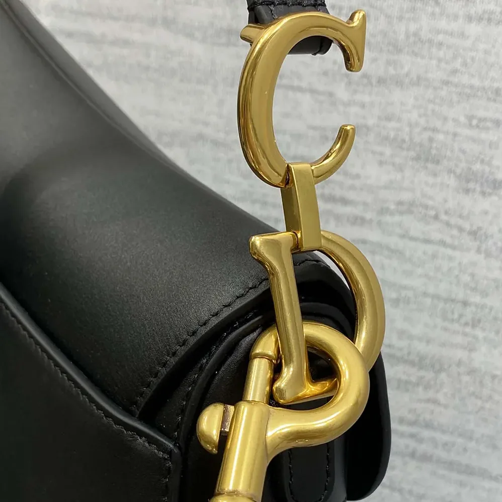 Dior Mini Saddle Bag with Strap Black Grained Calfskin for Women Dior Mini Saddle Bag with Strap Black Grained Calfskin for Women