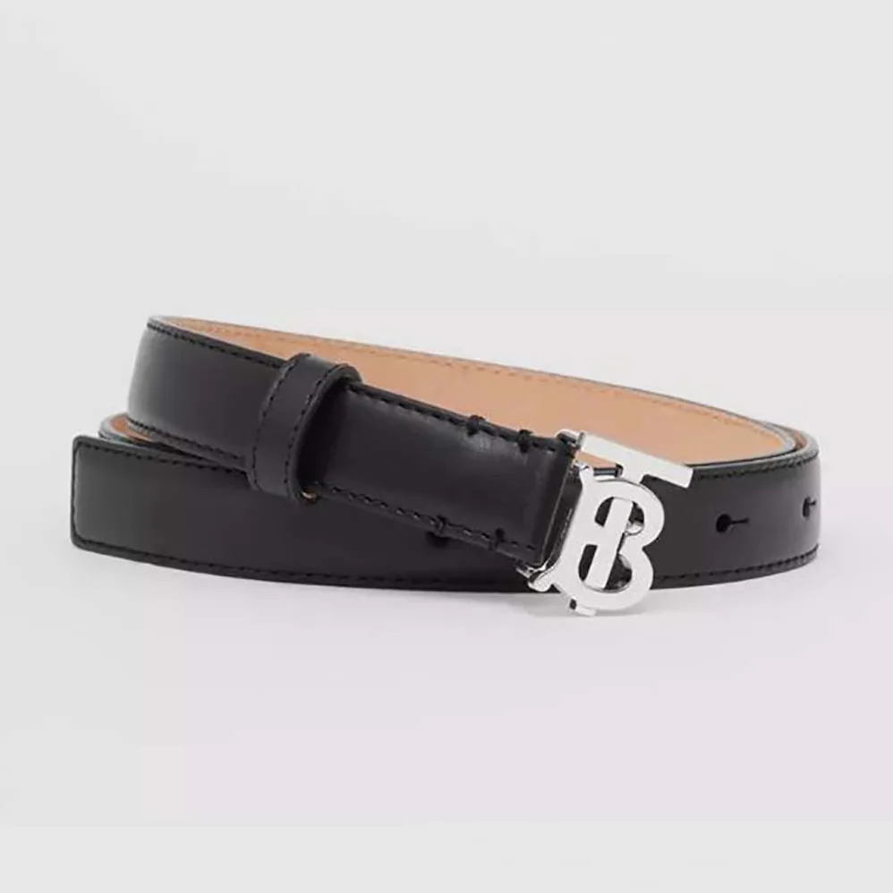Burberry Monogram Motif Leather Belt for Women in Black Burberry Monogram Motif Leather Belt for Women in Black