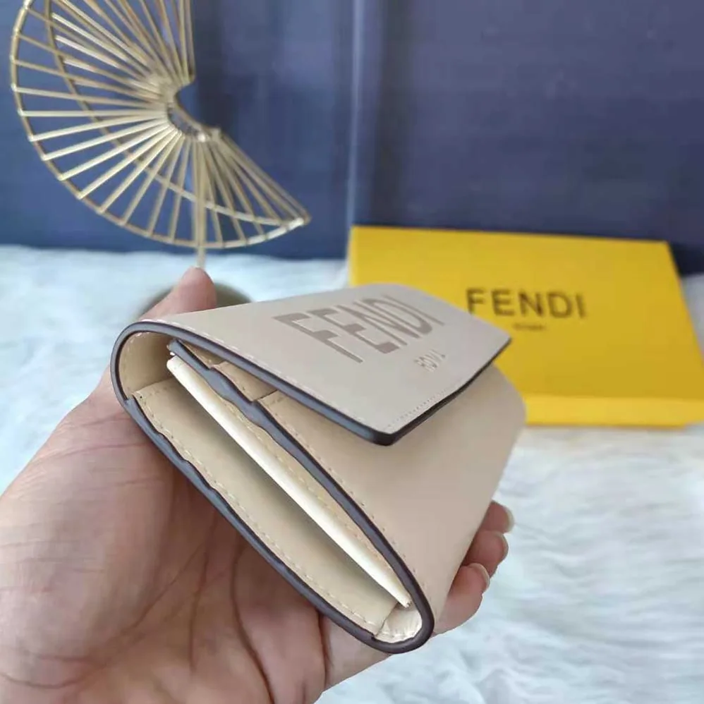 Fendi Continental White Leather Wallet Fastened with a Snap Button for Women