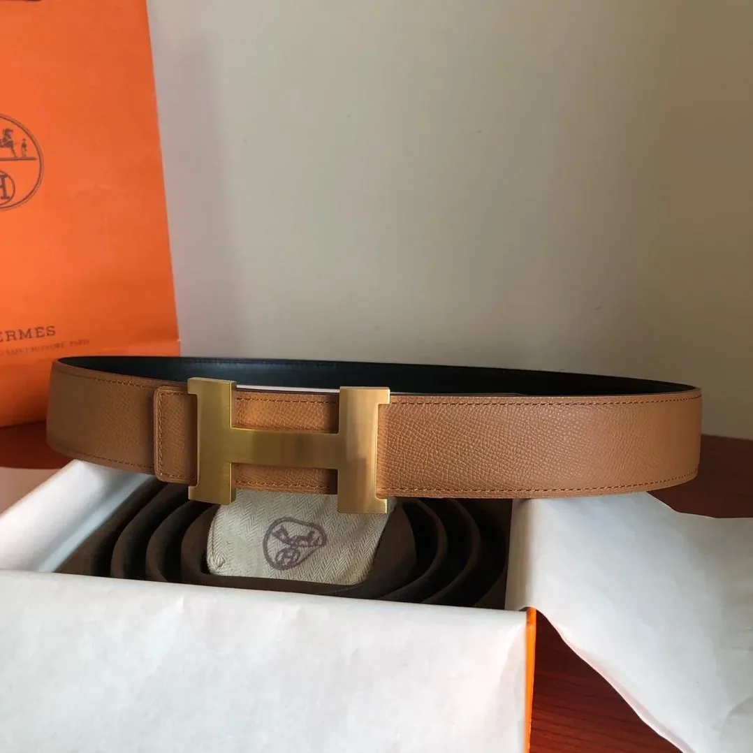Hermes Mini Constance Guillochee Belt Buckle & Reversible Brown
