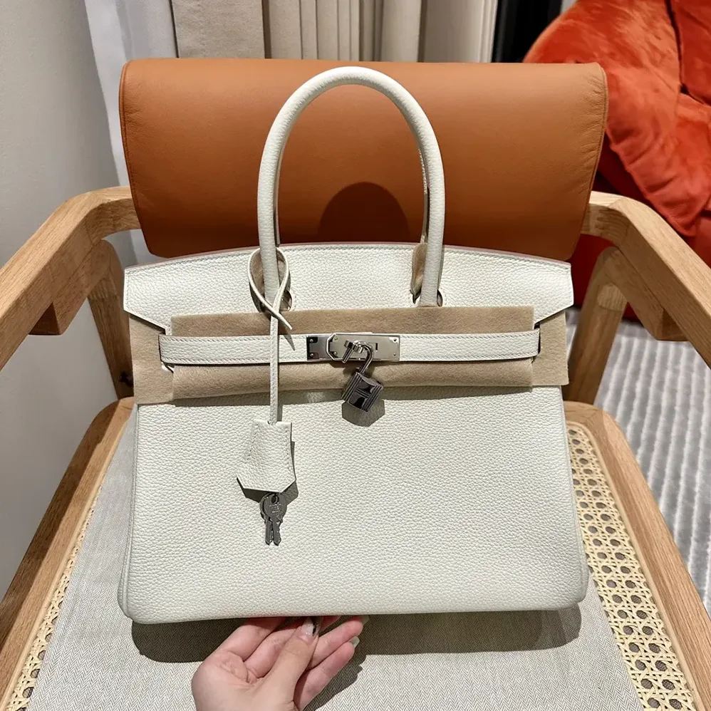 Hermes Birkin 30 Bag in Epsom Leather with Silver Hardware in White/Silver Hermes Birkin 30 Bag in Epsom Leather with Silver Hardware in White/Silver