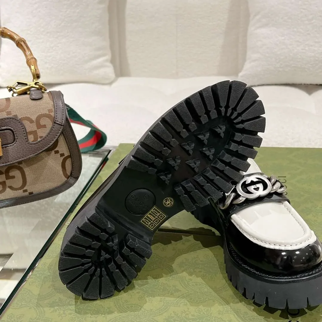 Chanel Moccasins Black in White