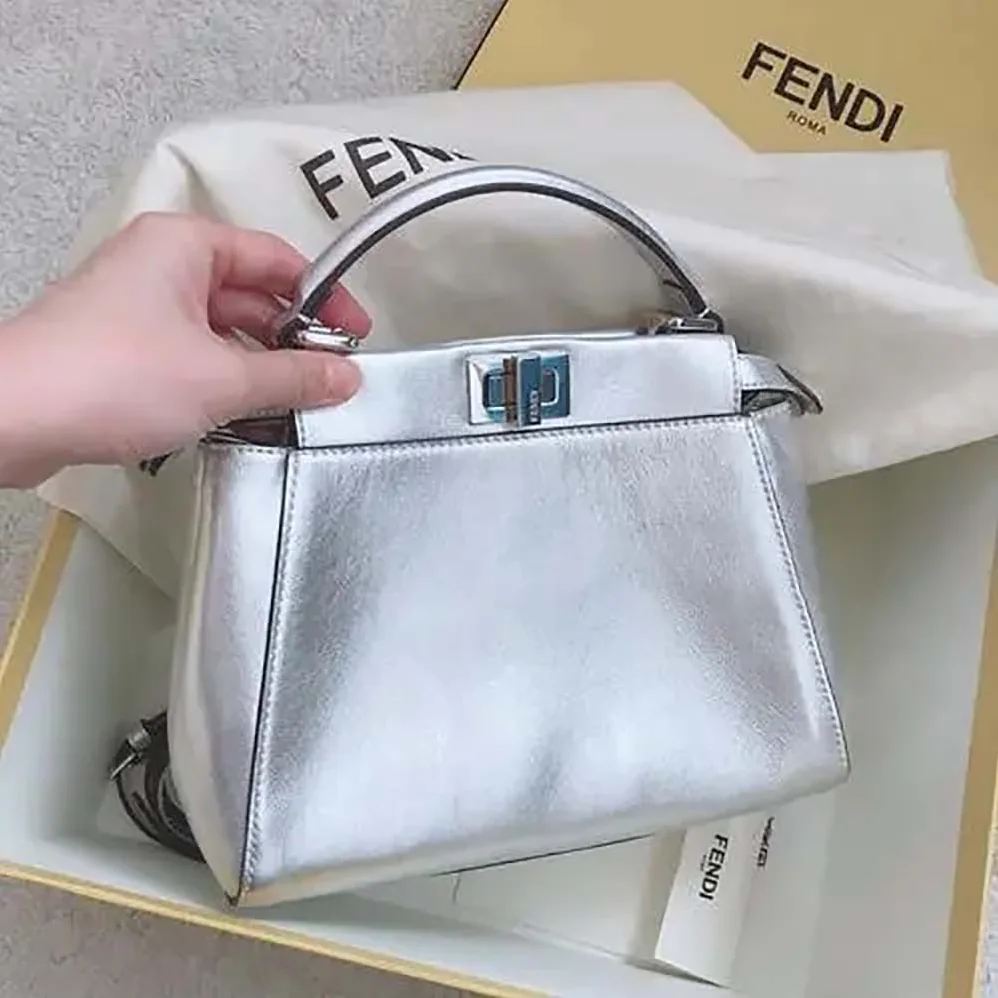 Fendi Peekaboo Iconic XS Mini for Women in Bag in Silver Fendi Peekaboo Iconic XS Mini for Women in Bag in Silver