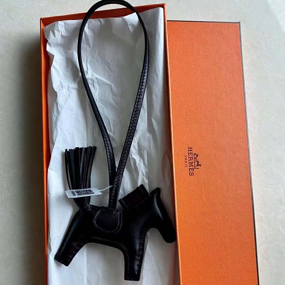 Hermes Rodeo MM Charm for Unisex in Black