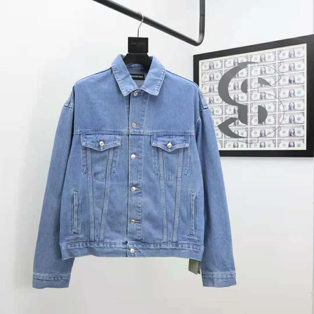 Balenciaga Large Fit Jacket in Stonewashed Blue Denim for Women
