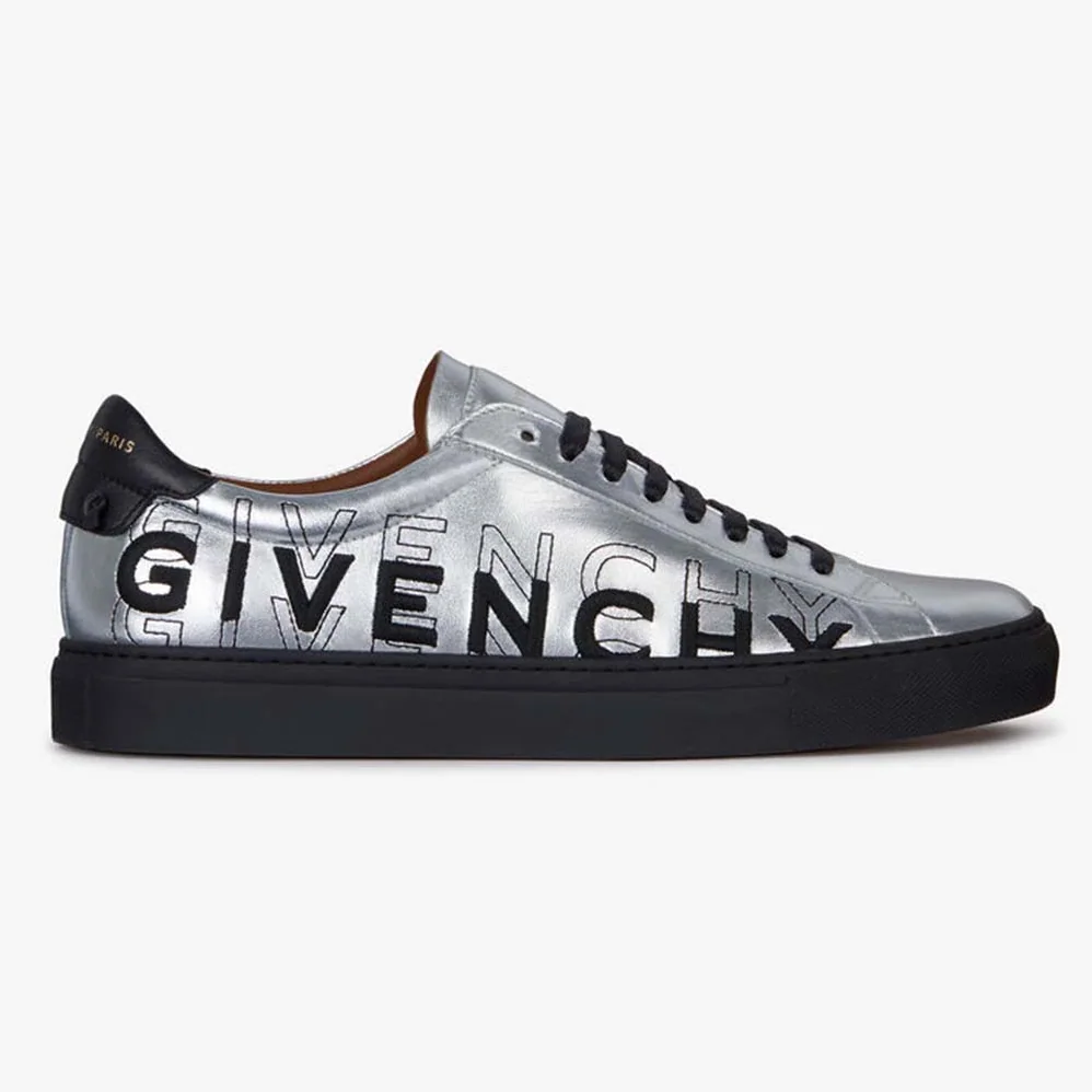 Givenchy Givenchy Shading Sneakers in Metallized Leather for Men in Silver Givenchy Givenchy Shading Sneakers in Metallized Leather for Men in Silver
