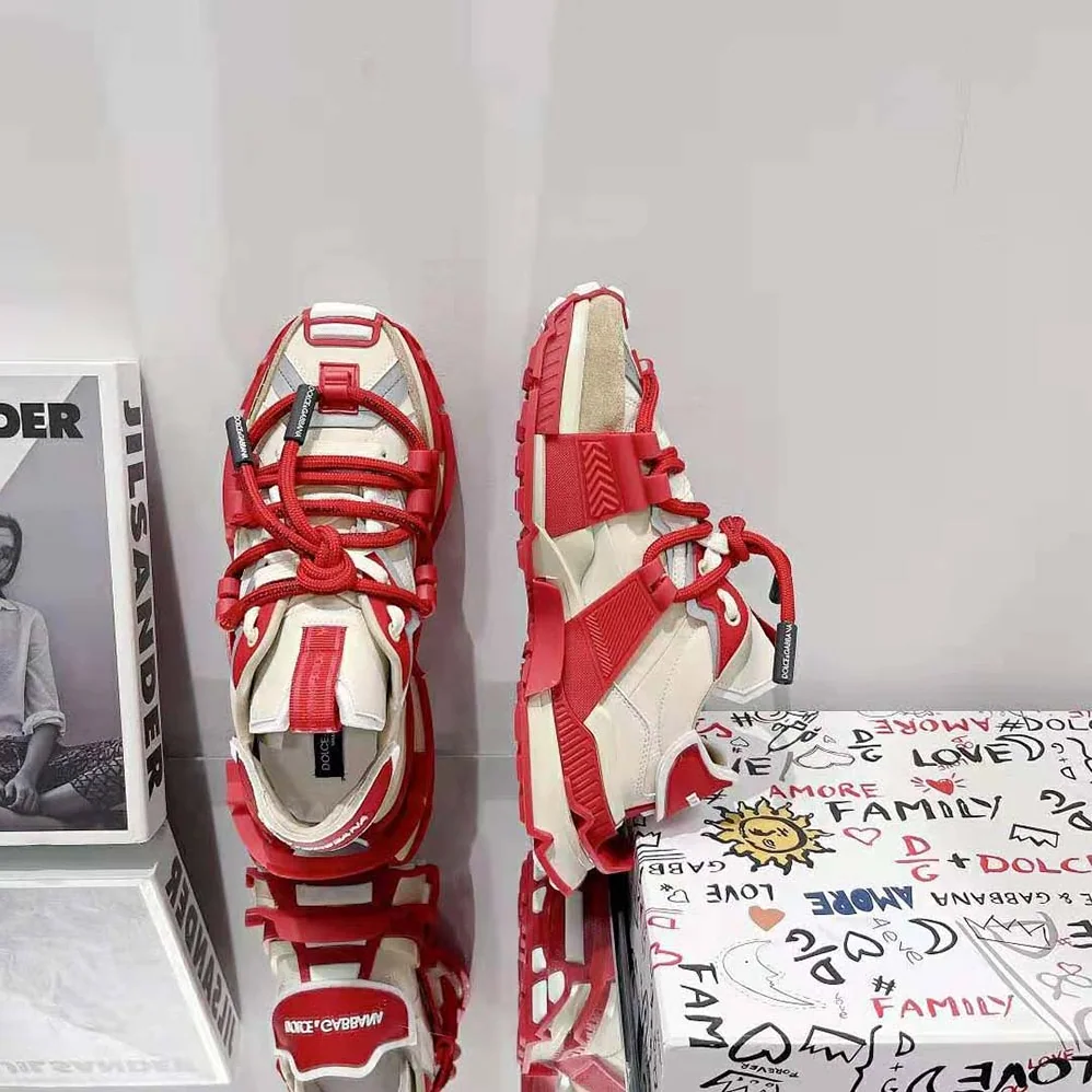 Dolce Gabbana D&G Mixed-Material Space Sneakers for Men in Red