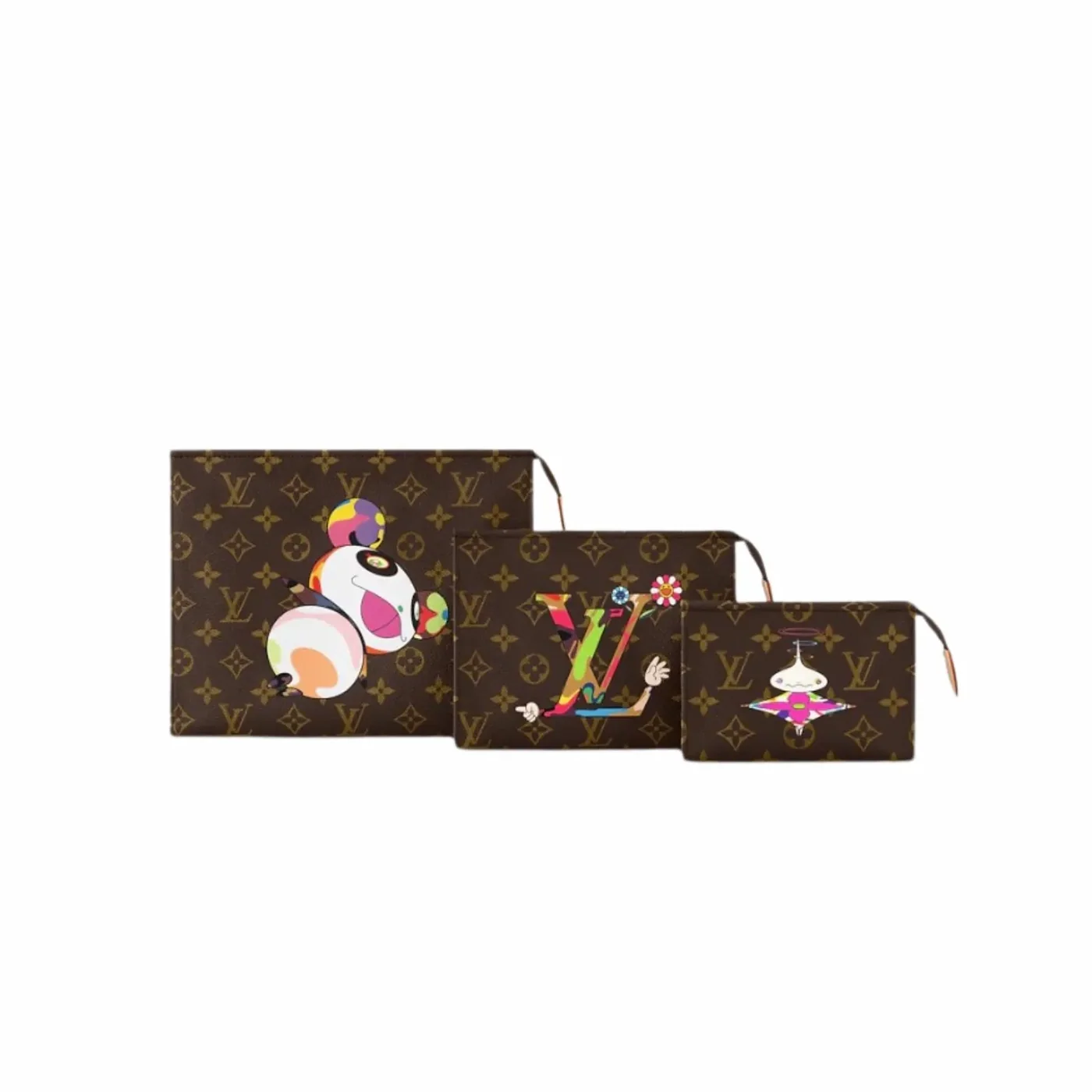 Louis Vuitton LV x TM Trio Toiletry Pouch Monogram Canvas / Louis Vuitton LV x TM Trio Toiletry Pouch Monogram Canvas /