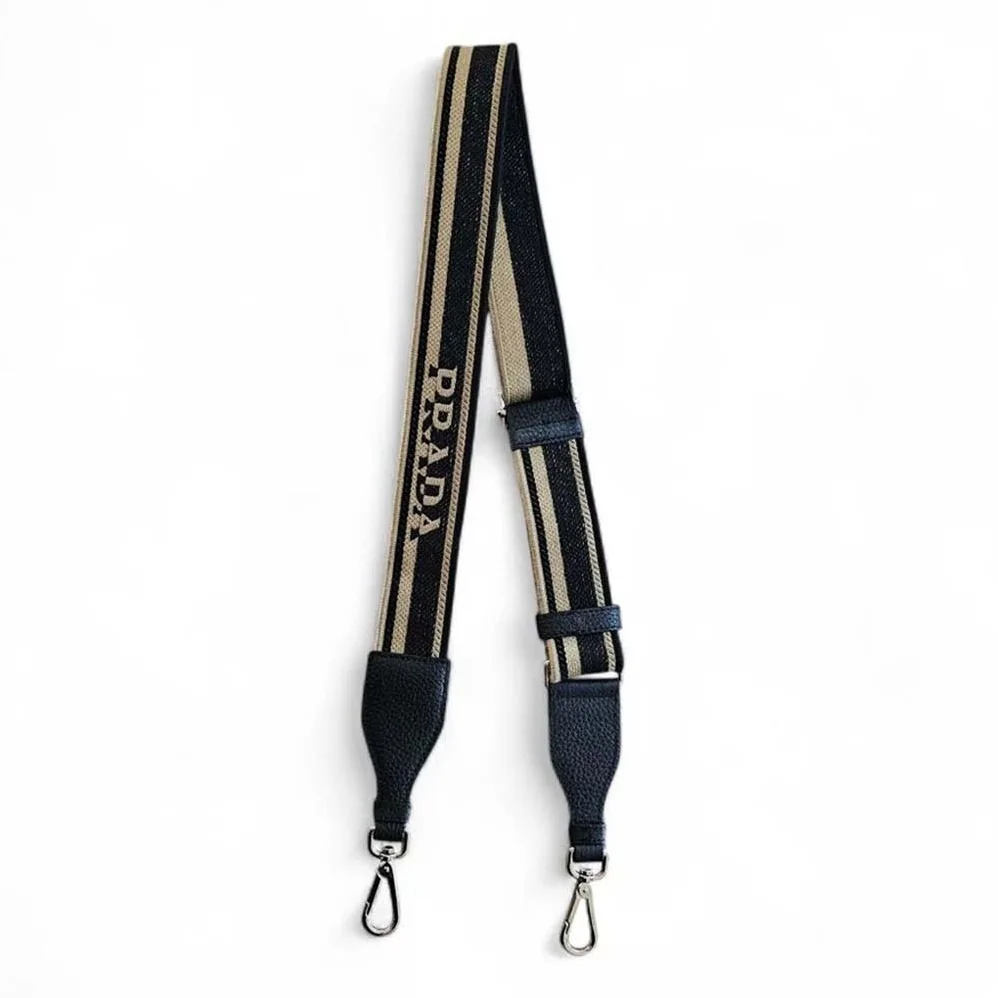 Prada Shoulder Strap with Silver-tone Hardware and Embroidered Logo for Women Prada Shoulder Strap with Silver-tone Hardware and Embroidered Logo for Women