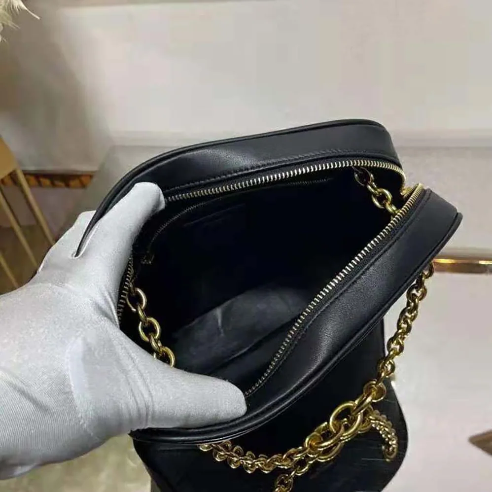 Saint Laurent YSL Le Maillon Small Chain Bag in Quilted Lambskin for Women in Black