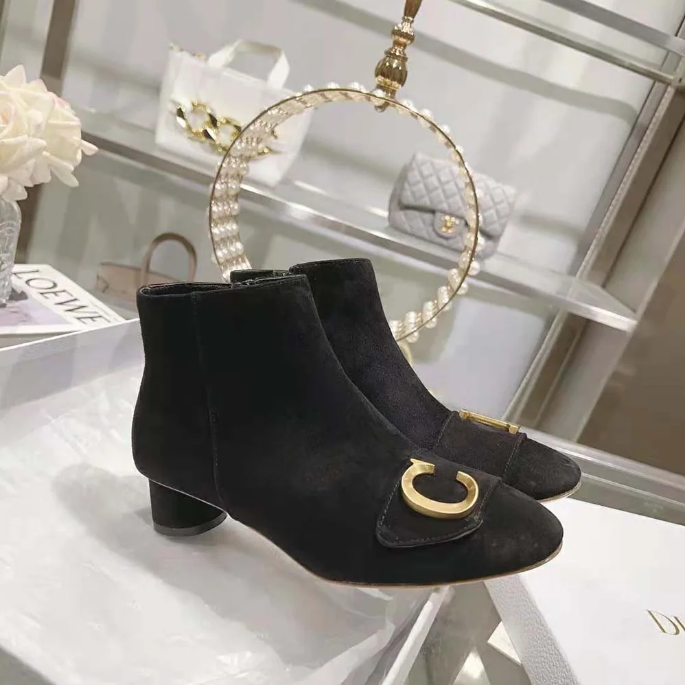 Dior C'est Dior Heeled Ankle Boot Black Suede Calfskin for Women