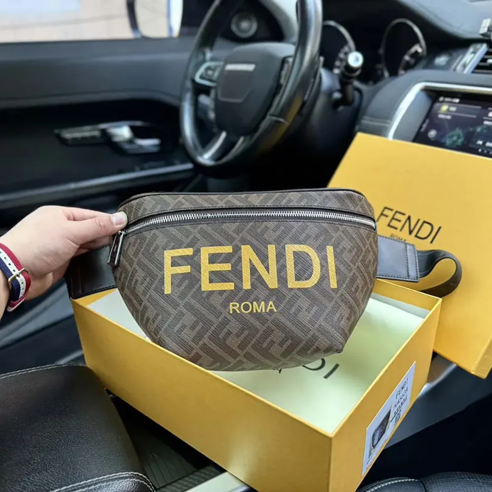 Fendi Diagonal Belt Bag Leather for Men in Yellow