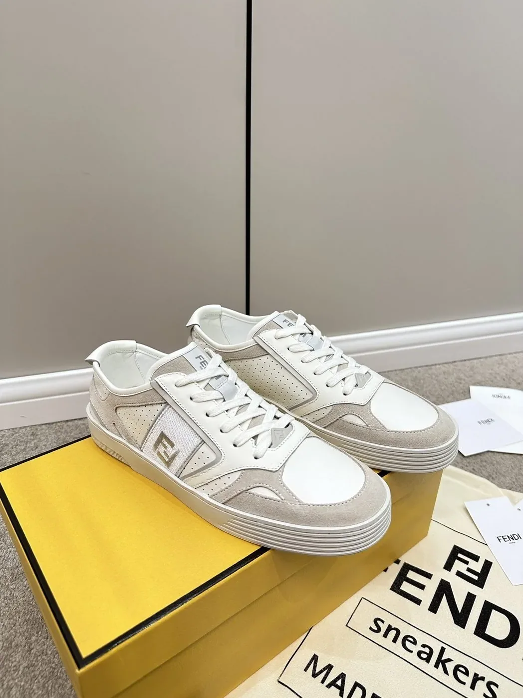 Fendi Lace in Up Sneakers Cream Fendi Lace in Up Sneakers Cream