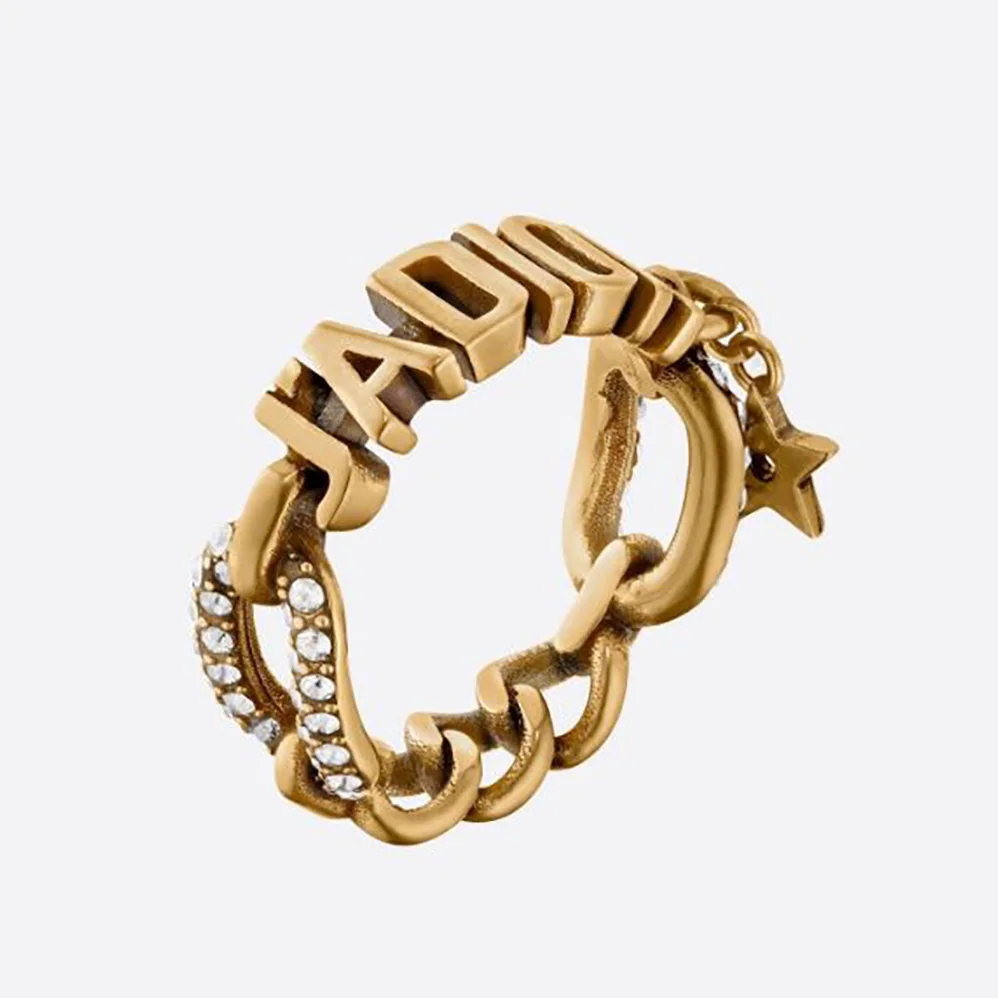 Dior J'Adior Ring Antique Gold-Finish Metal and White Crystals for Women Dior J'Adior Ring Antique Gold-Finish Metal and White Crystals for Women