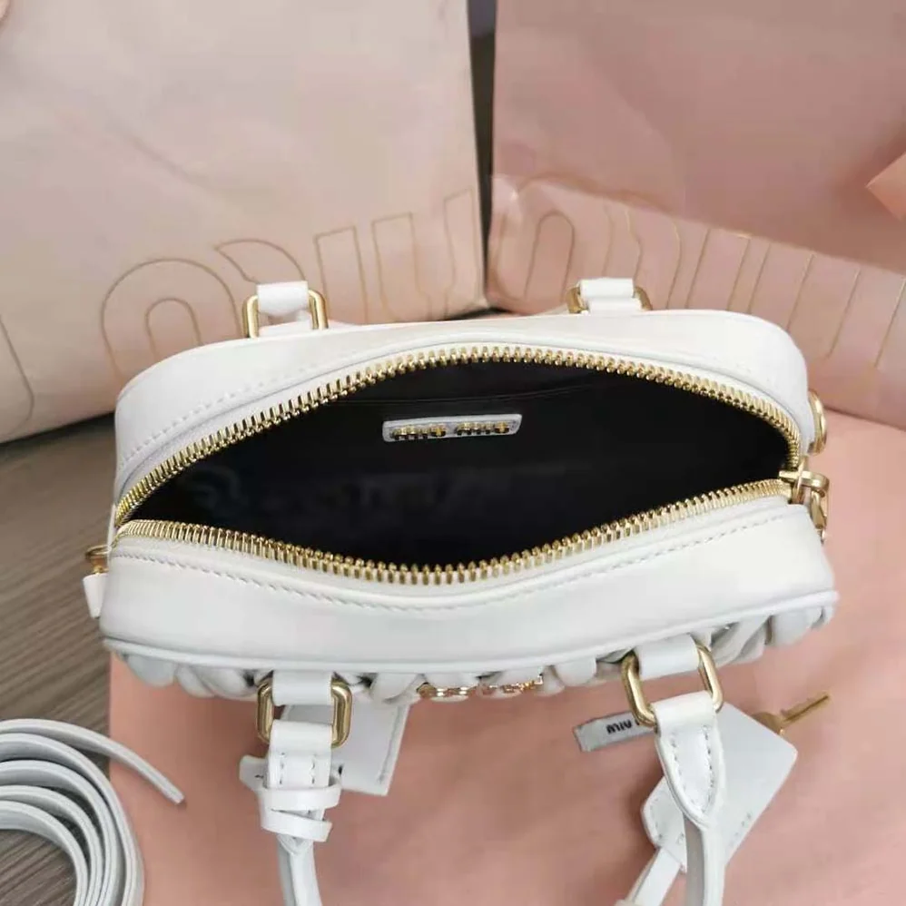 Miu Miu Matelassé Nappa Leather Top-Handle Bag for Women in White