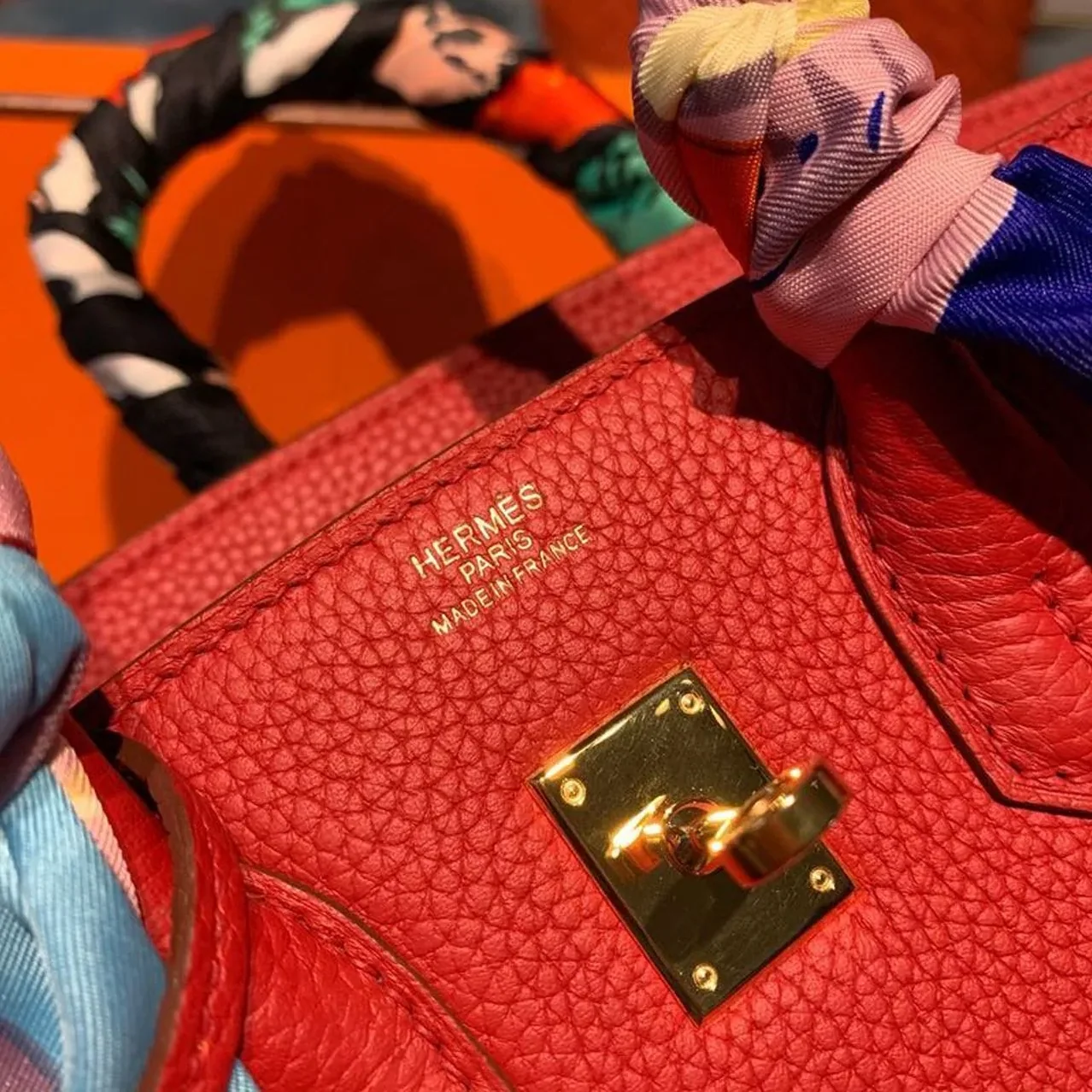 Hermes Birkin Red Semi Handstitched With Gold Toned Hardware / Hermes Birkin Red Semi Handstitched With Gold Toned Hardware /