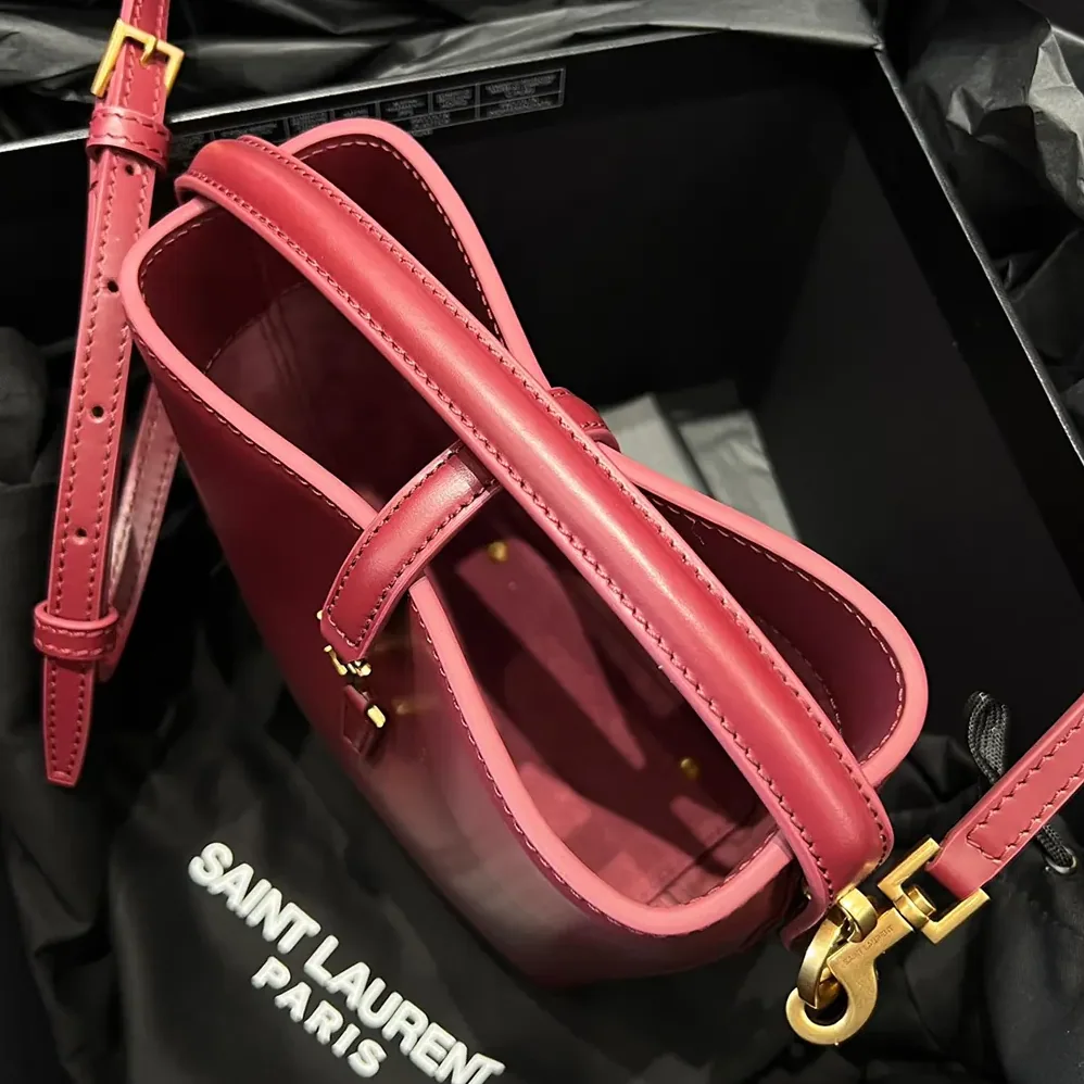 Saint Laurent YSL Le 37 Mini in Shiny Leather for Women in Maroon Saint Laurent YSL Le 37 Mini in Shiny Leather for Women in Maroon