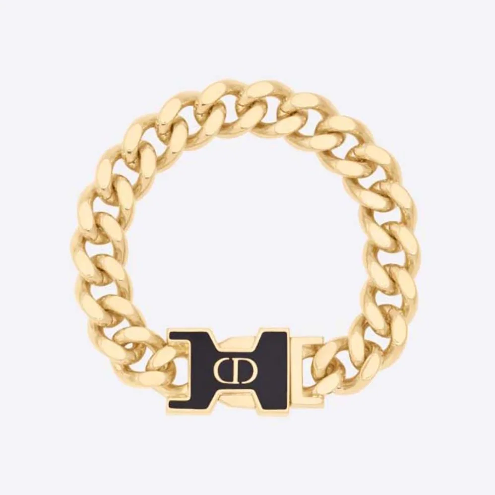 Dior 30 Montaigne Bracelet Gold-Finish Metal and Black Lacquer for Women